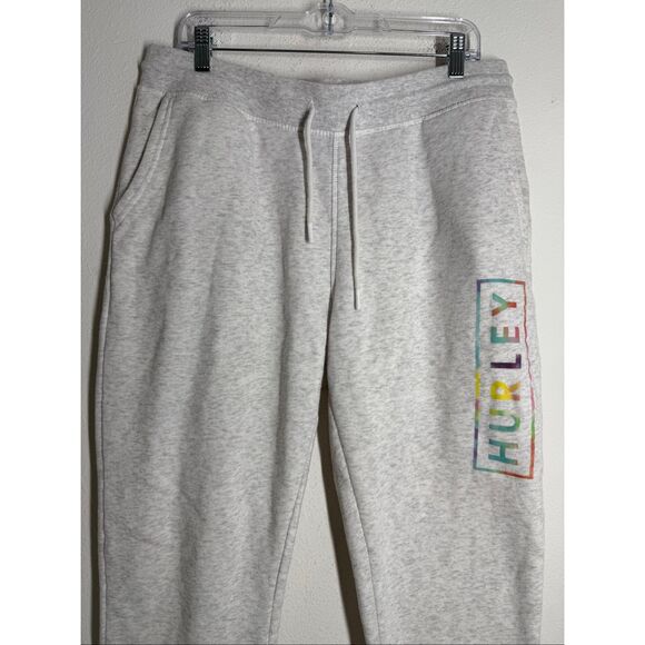 Hurley Men’s Joggers Multicolor Logo Gray Cotton Blend Drawstring Size L - Picture 2 of 12